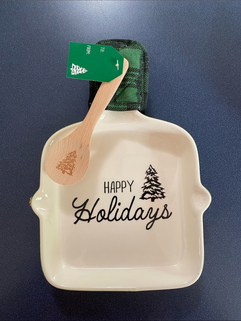 Happy Holidays Ceramic Skillet
